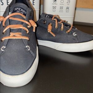 Sperry Charcoal Sneakers with Peach Laces